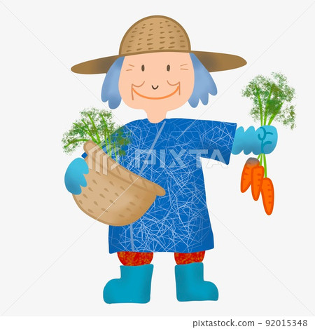 Illustration of an old lady doing field work Illustration of an old lady doing field work 92015348