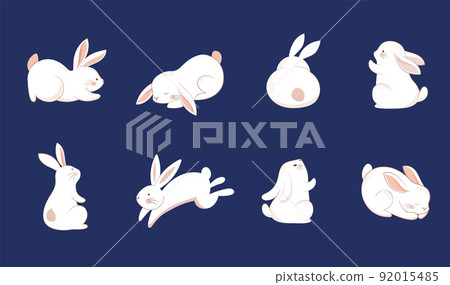 Collection of cute bunnies, rabbits for Mid Autumn Festival, Easter, Chinese New Year and nursery 92015485