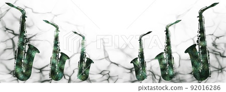 帶有設計薩克斯管輪廓的複制空間的插圖 92016286