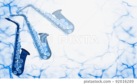 帶有設計薩克斯管輪廓的複制空間的插圖 92016289