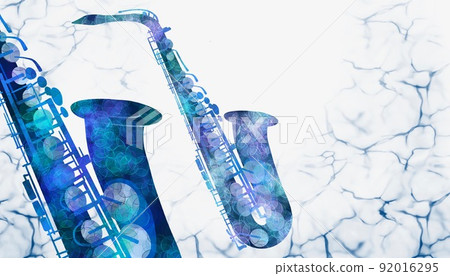 帶有設計薩克斯管輪廓的複制空間的插圖 帶有設計薩克斯管輪廓的複制空間的插圖 92016295