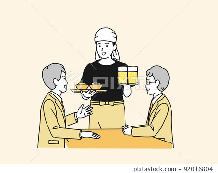 在居酒屋點啤酒的顧客、上班族、酒、餐廳、工作 92016804