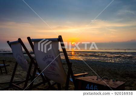 Beach chairs at german North sea Coast 92016938