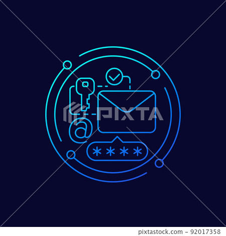email icon with password, line vector-插圖素材 [92017358] - PIXTA圖庫