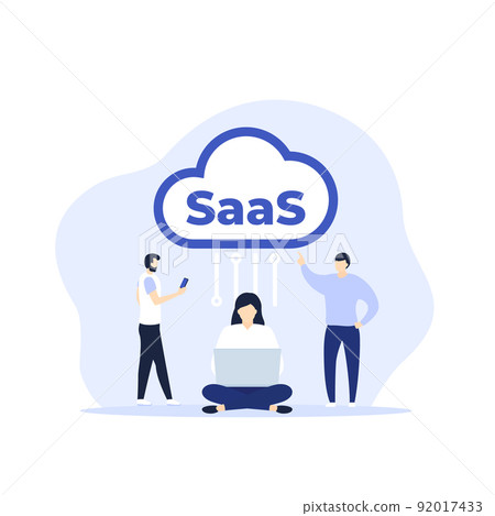 SaaS, cloud service vector design with people 92017433