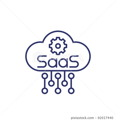 SaaS line icon with a cloud and gear SaaS line icon with a cloud and gear 92017440