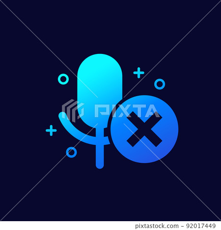 no recording icon with microphone, vector 92017449