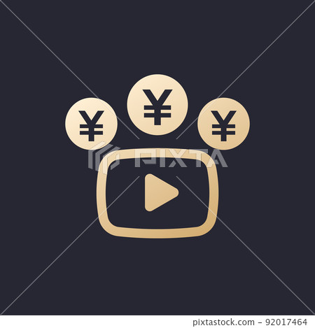 Video monetization icon with yen Video monetization icon with yen 92017464