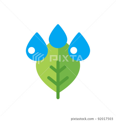 Drops and leaf icon, flat design 92017503