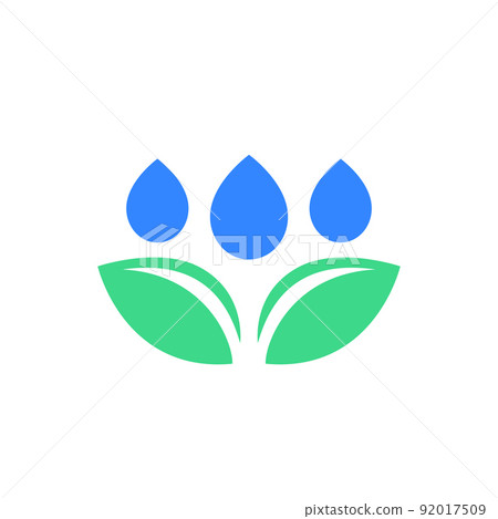 drops and green leaves vector icon drops and green leaves vector icon 92017509