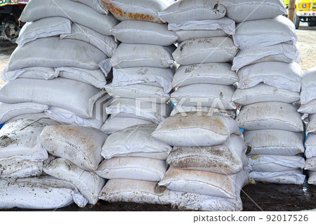 Sack stock of salt on shop for raw leather 92017526