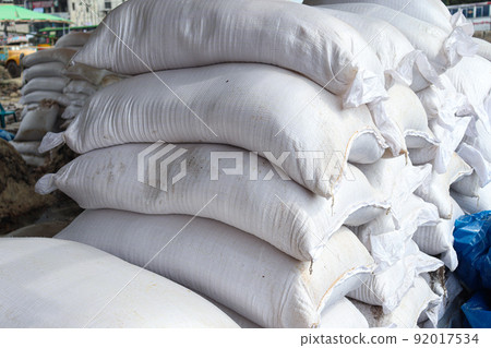 Sack stock of salt on shop for raw leather 92017534