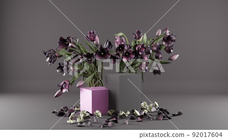 3D rendering flower background with geometric shape podium for product display, minimal concept, Premium illustration pastel floral elements, beauty, cosmetic. 3D rendering flower background with geometric shape podium for product display, minimal concept, Premium illustration pastel floral elements, beauty, cosmetic. 92017604