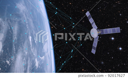 satellite communications network covering the entire globe. 3d rendering. Elements of this image furnished by NASA. satellite communications network covering the entire globe. 3d rendering. Elements of this image furnished by NASA. 92017627