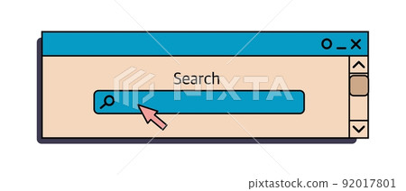 The search bar is an interface element of an old Windows PC from the 90s. In retro style steam wave. Vector illustration The search bar is an interface element of an old Windows PC from the 90s. In retro style steam wave. Vector illustration 92017801