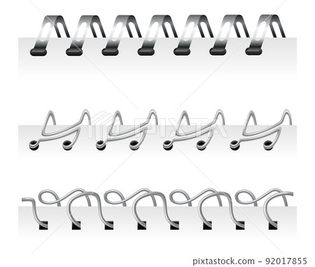 Notebook spirals, wire steel ring bindings and springs for diary. Spiral binder or ringed for paper calendar. Page dividers or metal stitch Notebook spirals, wire steel ring bindings and springs for diary. Spiral binder or ringed for paper calendar. Page dividers or metal stitch 92017855