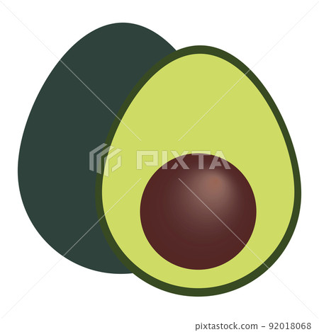 Cartoon cute bright colors fruits. Avocado isolated on white background, flat design, vector, illustration, EPS10 92018068