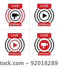 Collection of Live streaming symbol for web and app. Live stream icon set. Flat vector illustration 92018289