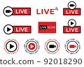 Collection of Live streaming symbol for web and app. Live stream icon set. Flat vector illustration 92018290