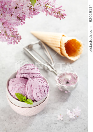 Berry ice cream and waffle cones Berry ice cream and waffle cones 92019154