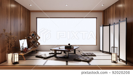interior design,cleaning minimalist room japan style. 3D rendering 92020208