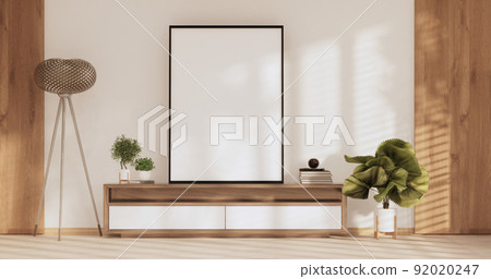 Japan room Minimal cabinet for tv interior wall mockup,3d rendering 92020247