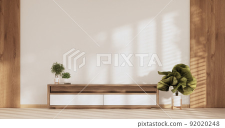 Japan room Minimal cabinet for tv interior wall mockup,3d rendering 92020248
