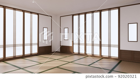 yoga interior design,cleaning minimalist room japan style. 3D rendering 92020321