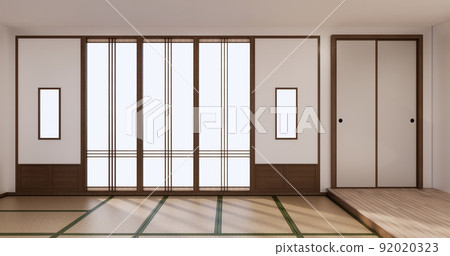 yoga interior design,cleaning minimalist room japan style. 3D rendering 92020323