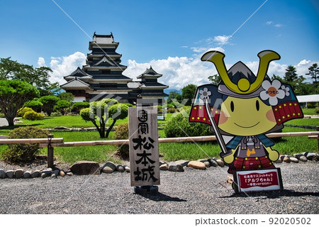 松本城(夏日陽光城堡松木招牌吉祥物藍天) 松本城(夏日陽光城堡松木招牌吉祥物藍天) 92020502