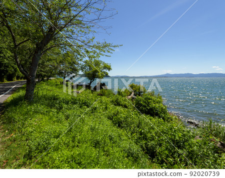 波光粼粼的琵琶湖和平山 92020739