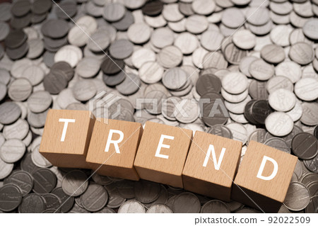 Image of trend | Blocks and coins with "TREND" written on them 92022509