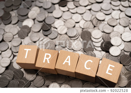 Image of tracing / tracking | Blocks and coins with "TRACE" written on them 92022528
