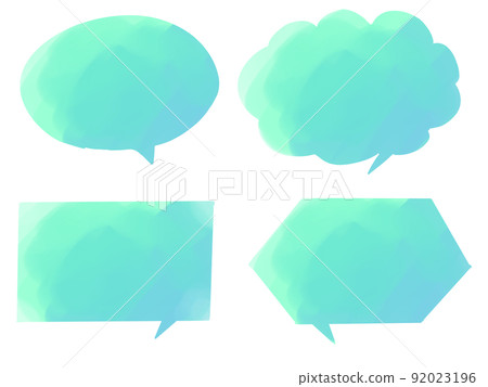 Balloon hand-painted watercolor style blue-green Balloon hand-painted watercolor style blue-green 92023196