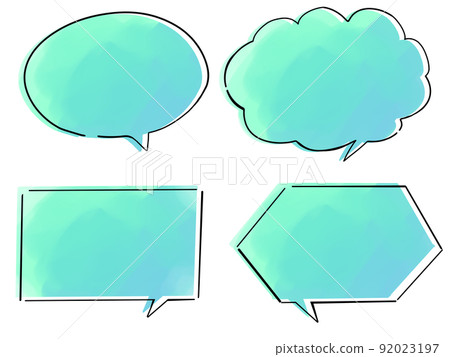 Balloon hand-painted watercolor style blue-green Balloon hand-painted watercolor style blue-green 92023197