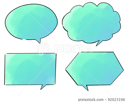 Balloon hand-painted watercolor style blue-green Balloon hand-painted watercolor style blue-green 92023198