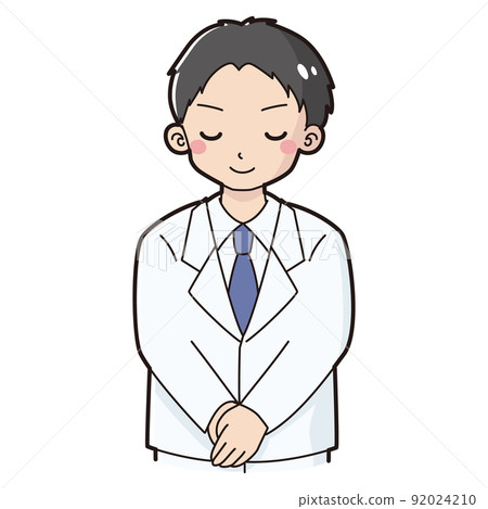一個穿著實驗室外套的男人鞠躬的插圖 92024210