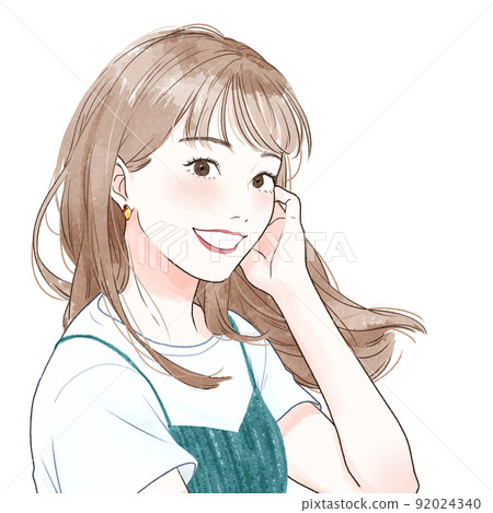 頭髮飄飄，衣著樸素的女人 92024340