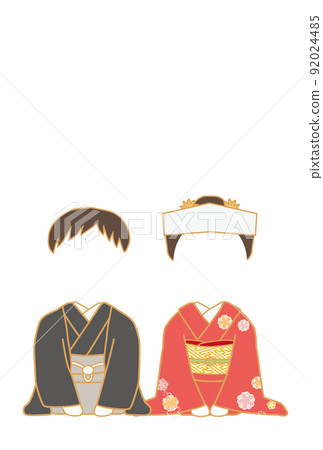 可以做鬼臉的日式已婚男女的插圖 可以做鬼臉的日式已婚男女的插圖 92024485