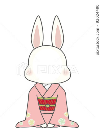 Rabbit girl wearing a kimono that can make a face 92024490