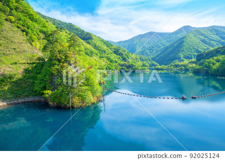 Lake Okushima, Shimagawa Blue, Shimagawa Dam, Fresh Green Season Lake Okushima, Shimagawa Blue, Shimagawa Dam, Fresh Green Season 92025124