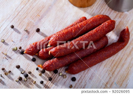 Close up view of tyrolean sausages 92026095