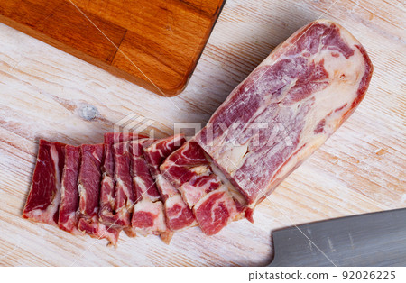 Traditional Spanish delicacy lacon curado - jerky pork ham 92026225