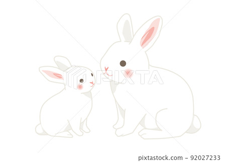 一個簡單的白兔父母和孩子的插圖 一個簡單的白兔父母和孩子的插圖 92027233