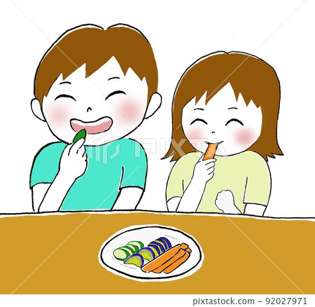 孩子們吃著美味的米糠泡菜 孩子們吃著美味的米糠泡菜 92027971