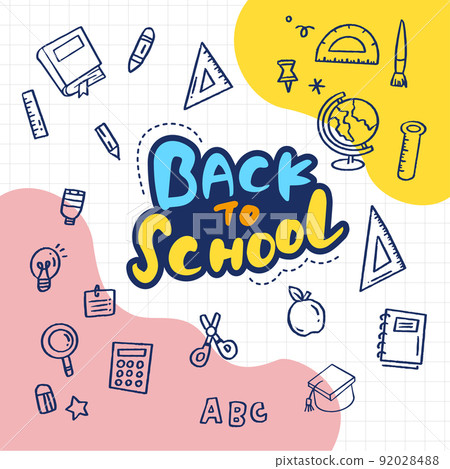 Back to School banner with hand drawn line art Back to School banner with hand drawn line art 92028488