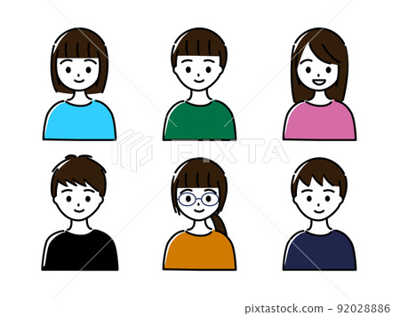 從小學高到初中的6個男女（上半身）微笑套裝 92028886