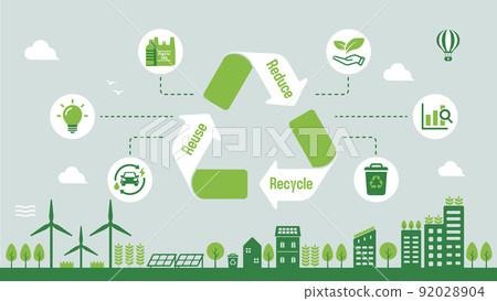 Urban life image banner illustration that considers eco-ecology, nature, and environmental protection 92028904