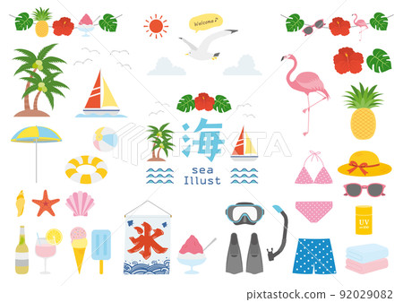 Sea illustration_set_color 92029082