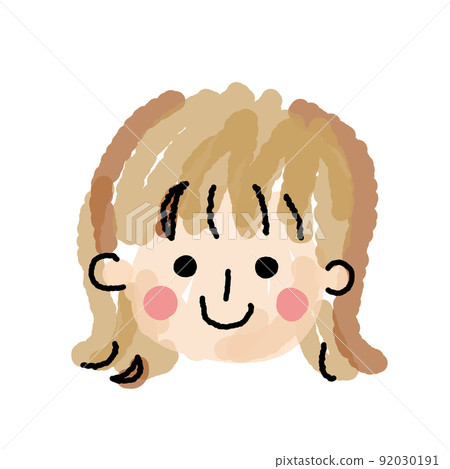 Girl loose face icon 03 watercolor _ single item 04 92030191